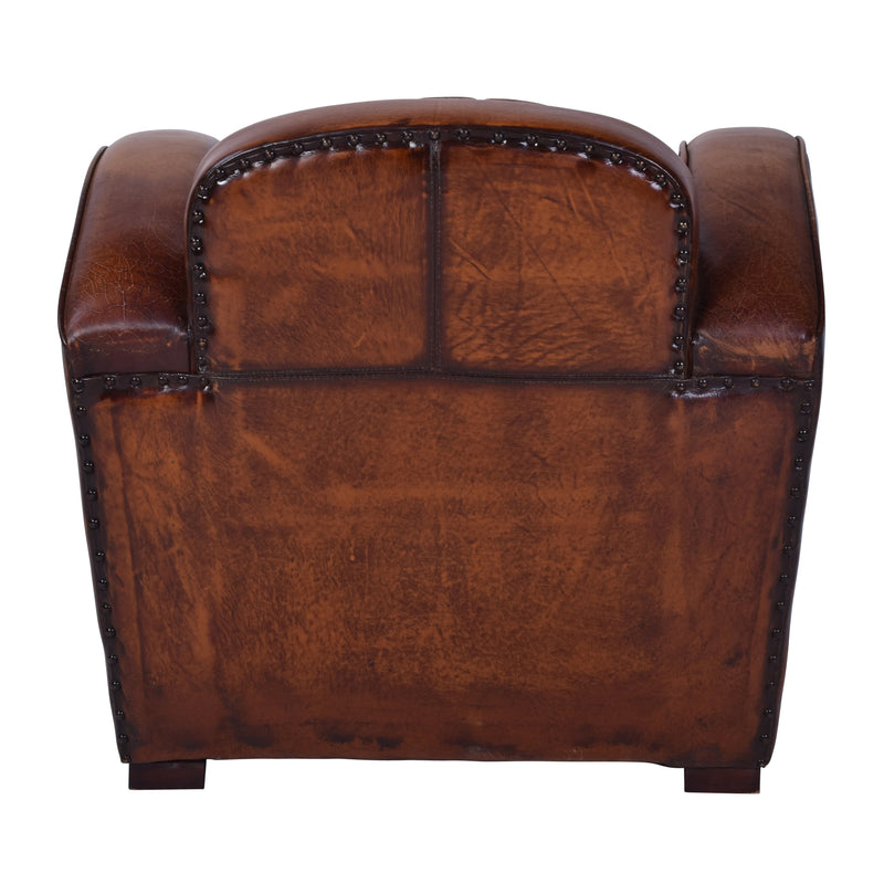 Icarus Vintage Leather Art Deco Chair-Dovetailed &amp; Doublestitched