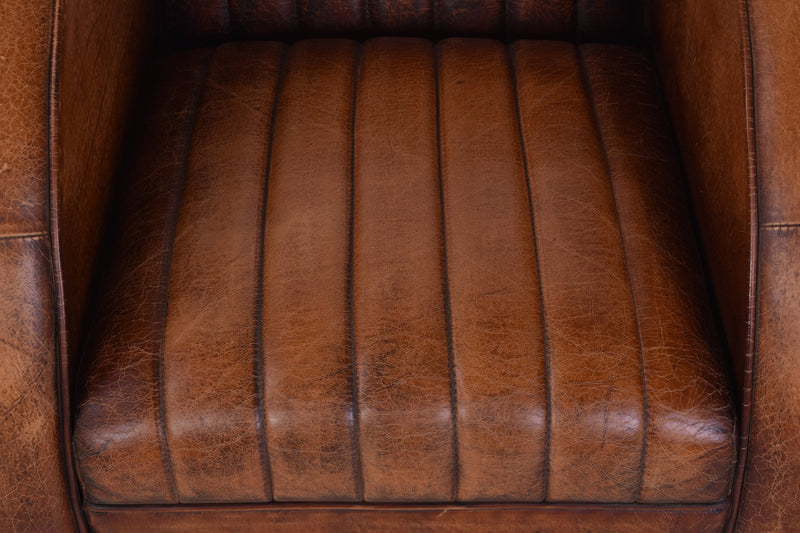 Icarus Vintage Leather Art Deco Chair-Dovetailed &amp; Doublestitched