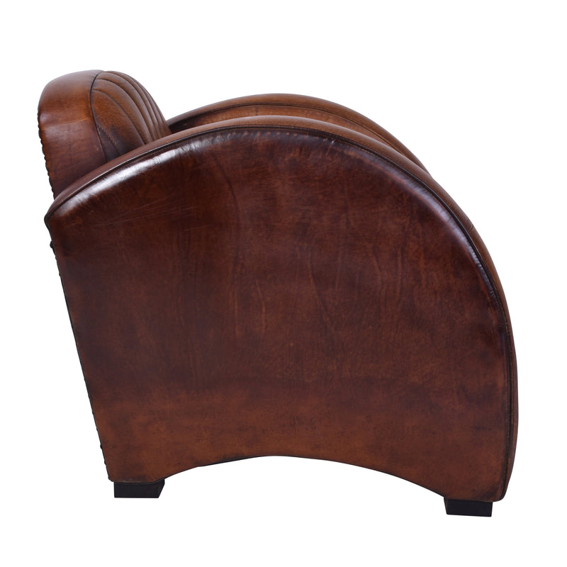 Icarus Vintage Leather Art Deco Chair-Dovetailed &amp; Doublestitched