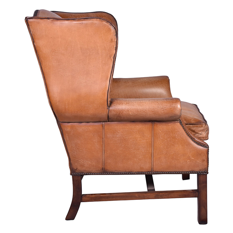 Irving Antique Leather Armchair-Dovetailed &amp; Doublestitched