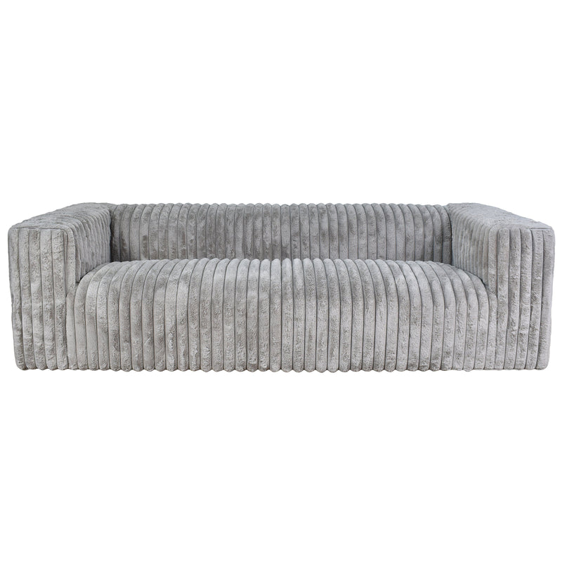 Isla Fluffy Grey Corduroy 3 Seater Sofa-Dovetailed &amp; Doublestitched