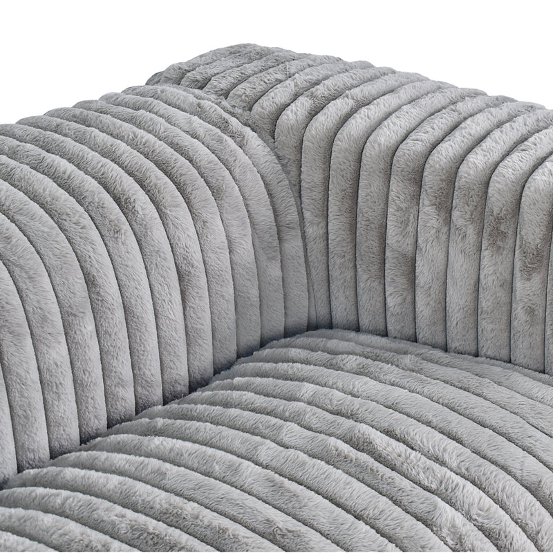 Isla Fluffy Grey Corduroy 3 Seater Sofa-Dovetailed &amp; Doublestitched