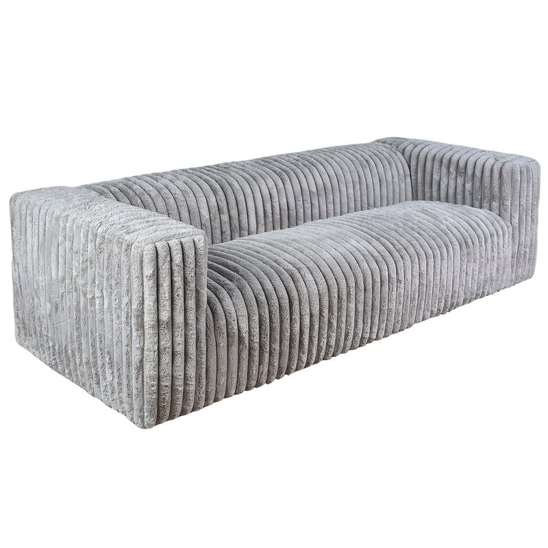 Isla Fluffy Grey Corduroy 3 Seater Sofa-Dovetailed &amp; Doublestitched