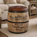 Jaipur Vintage Wine Barrel Stool-Dovetailed &amp; Doublestitched