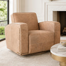 Kingly Club Beyond Vintage Leather Swivel Chair-Dovetailed &amp; Doublestitched