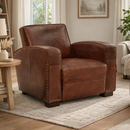 Kingly Club Vintage Leather Art Deco Armchair