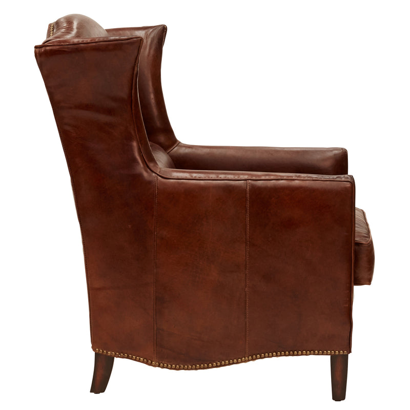 Knox Vintage Leather Wingback Armchair-Dovetailed &amp; Doublestitched