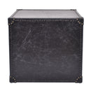 Lancaster Black Leather Trunk Bedside Table-Dovetailed &amp; Doublestitched