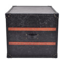 Lancaster Black Leather Trunk Bedside Table-Dovetailed &amp; Doublestitched