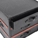 Lancaster Black Leather Trunk Bedside Table-Dovetailed &amp; Doublestitched