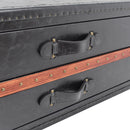 Lancaster Vintage Black Leather Coffee Table-Dovetailed &amp; Doublestitched