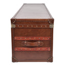 Lancaster Vintage Leather Trunk Entertainment Unit-Dovetailed &amp; Doublestitched