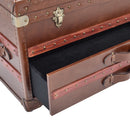 Lancaster Vintage Leather Trunk Entertainment Unit-Dovetailed &amp; Doublestitched