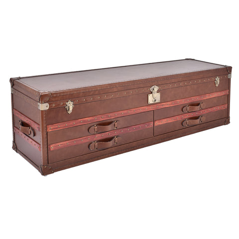 Lancaster Vintage Leather Trunk Entertainment Unit