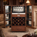Lancaster Vintage Leather Trunk Wine Cabinet-Dovetailed &amp; Doublestitched