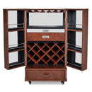 Lancaster Vintage Leather Trunk Wine Cabinet-Dovetailed &amp; Doublestitched