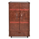 Lancaster Vintage Leather Trunk Wine Cabinet-Dovetailed &amp; Doublestitched
