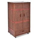 Lancaster Vintage Leather Trunk Wine Cabinet-Dovetailed &amp; Doublestitched