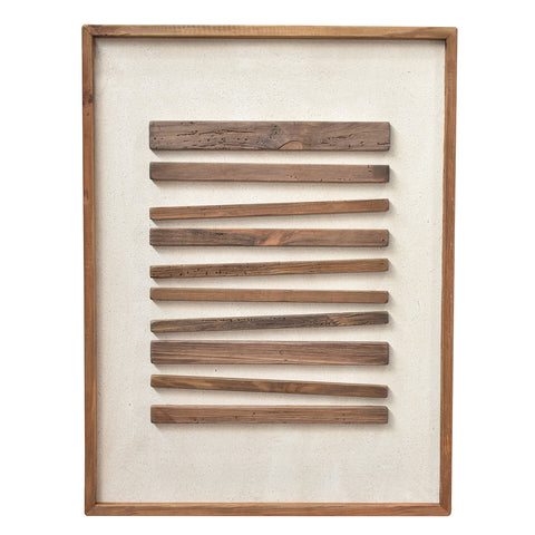 Leveled Timber Wall Art 62x82 - Brown on White