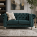 Libera 2 Seater Green Velvet Chesterfield Sofa-Dovetailed &amp; Doublestitched