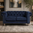 Libera 2 Seater Navy Blue Velvet Chesterfield Sofa-Dovetailed &amp; Doublestitched