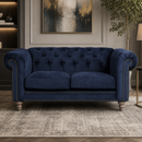 Libera 2 Seater Navy Blue Velvet Chesterfield Sofa-Dovetailed &amp; Doublestitched
