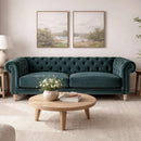 Libera 3 Seater Green Velvet Chesterfield Sofa-Dovetailed &amp; Doublestitched