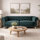 Libera 3 Seater Green Velvet Chesterfield Sofa-Dovetailed &amp; Doublestitched