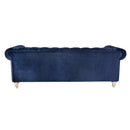 Libera 3 Seater Navy Blue Velvet Chesterfield Sofa-Dovetailed &amp; Doublestitched