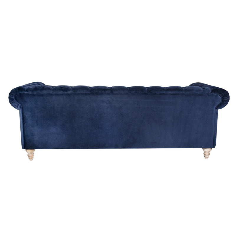 Libera 3 Seater Navy Blue Velvet Chesterfield Sofa-Dovetailed &amp; Doublestitched