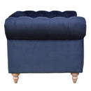 Libera Blue Velvet Chesterfield Armchair-Dovetailed &amp; Doublestitched