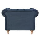 Libera Blue Velvet Chesterfield Armchair-Dovetailed &amp; Doublestitched