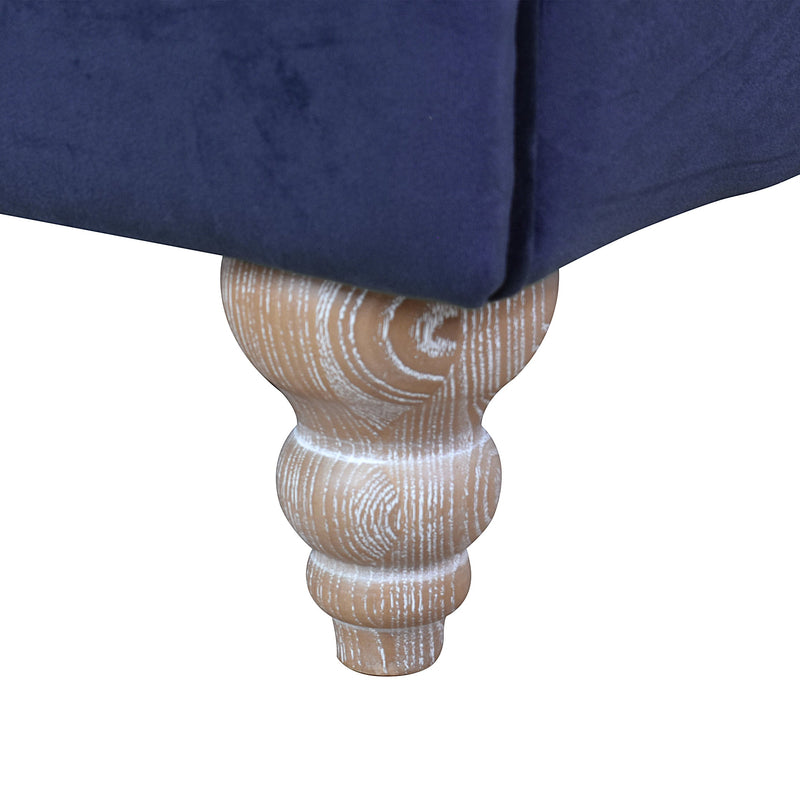 Libera Blue Velvet Chesterfield Armchair-Dovetailed &amp; Doublestitched