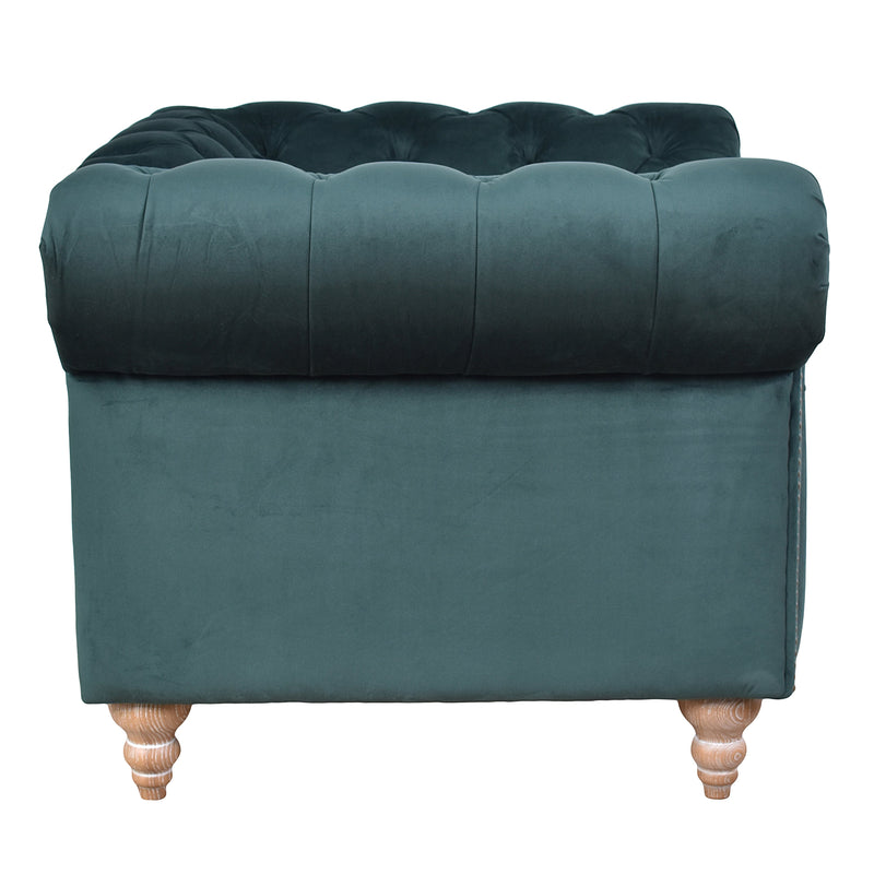 Libera Green Velvet Chesterfield Armchair-Dovetailed &amp; Doublestitched