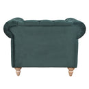 Libera Green Velvet Chesterfield Armchair-Dovetailed &amp; Doublestitched