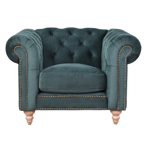 Libera Green Velvet Chesterfield Armchair