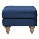 Libera Navy Blue Velvet Ottoman-Dovetailed &amp; Doublestitched