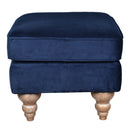 Libera Navy Blue Velvet Ottoman-Dovetailed &amp; Doublestitched