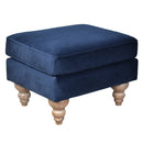Libera Navy Blue Velvet Ottoman-Dovetailed &amp; Doublestitched