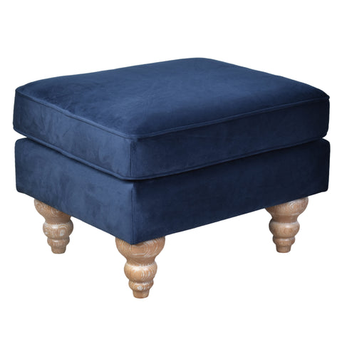 Libera Navy Blue Velvet Ottoman