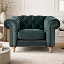 Libera Green Velvet Chesterfield Armchair