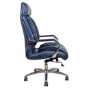 Lincoln Blue Leather Desk Chair-Dovetailed &amp; Doublestitched