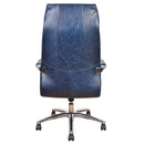 Lincoln Blue Leather Desk Chair-Dovetailed &amp; Doublestitched