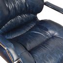 Lincoln Blue Leather Desk Chair-Dovetailed &amp; Doublestitched