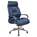 Lincoln Blue Leather Desk Chair-Dovetailed &amp; Doublestitched