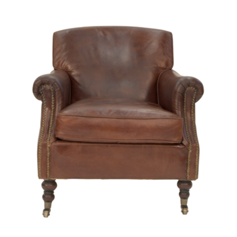 Logan Vintage Leather Armchair-Dovetailed &amp; Doublestitched