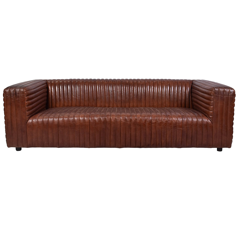 London Vintage Leather 3 Seater Sofa-Dovetailed &amp; Doublestitched
