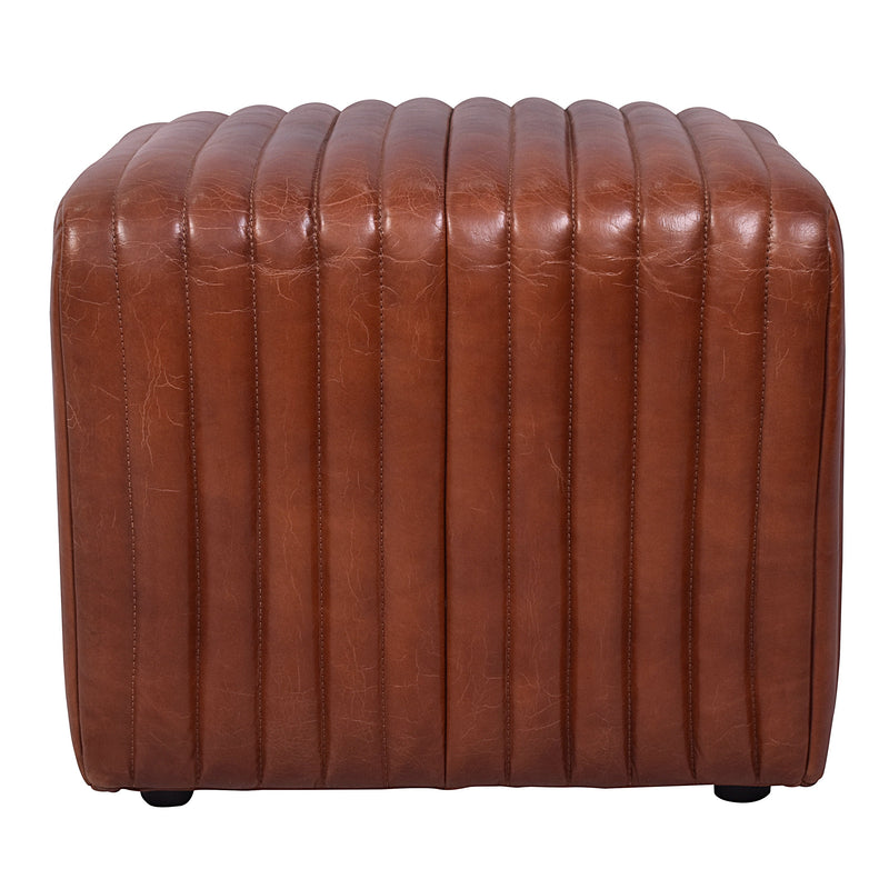 London Vintage Leather Ottoman-Dovetailed &amp; Doublestitched