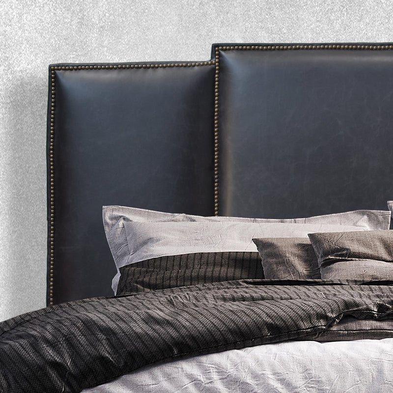 Luton Black Leather Bedhead-Dovetailed &amp; Doublestitched