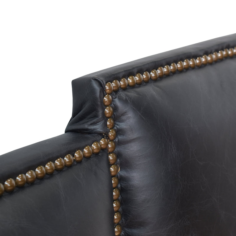 Luton Black Leather Bedhead-Dovetailed &amp; Doublestitched